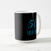 50 & Fabulous Sky Blue Black コーヒーマグカップ (正面右)