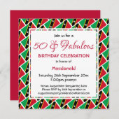 50 & Fabulous ST KITTS NEVIS国旗のカスタム誕生日 招待状 (正面/裏面)