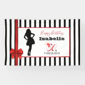 50 & FABUOUS 50誕生日ブラック/ホワイトストライプ製品 横断幕 (横)