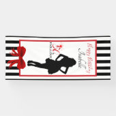 50 & FABUOUS 50誕生日ブラック/ホワイトストライプ製品 横断幕 (横)