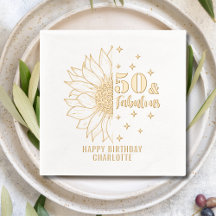 50 & Fabuous Sunflower 50誕生日 パーソナライズされた