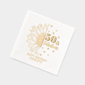 50 & Fabuous Sunflower 50誕生日 パーソナライズされた 箔ナプキン (左)