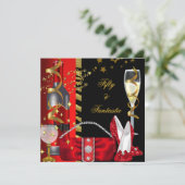 50 & Fantastic Red Black金ゴールド誕生日パーティー 招待状 (スタンド正面)