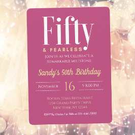 50 & Fearless誕生日エレガントピモダンンクカスタム 招待状