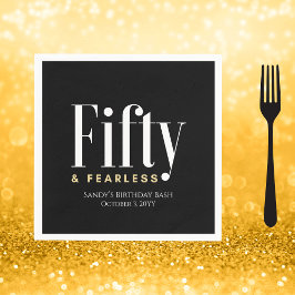 50 & Fearless誕生日ブエレガントロモダンックカスタム スタンダードカクテルナプキン