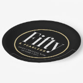 50 & Fearless誕生日ブエレガントロモダンックカスタム ペーパープレート (アングル)