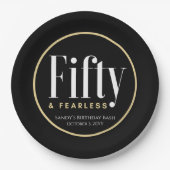50 & Fearless誕生日ブエレガントロモダンックカスタム ペーパープレート (正面)