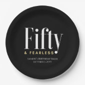 50 & Fearless誕生日ブエレガントロモダンックカスタム ペーパープレート (正面)