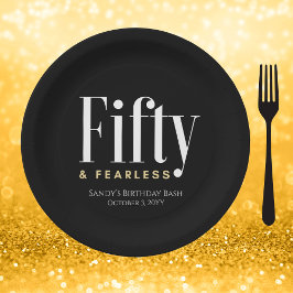 50 & Fearless誕生日ブエレガントロモダンックカスタム ペーパープレート