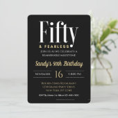 50 & Fearless誕生日ブエレガントロモダンックカスタム 招待状 (スタンド正面)