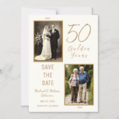 50 Golden Years Save the Dateアイボリー磁気カード マグネット招待状 (正面)
