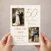 50 Golden Years Save the Dateアイボリー磁気カード マグネット招待状
