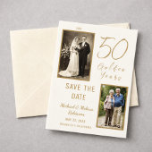 50 Golden Years Save the Dateアイボリー磁気カード マグネット招待状