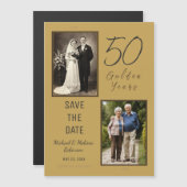 50 Golden Years Save the Date金ゴールド磁気カード マグネット招待状 (正面/裏面)