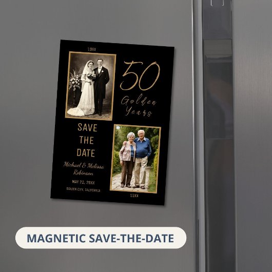 50 Golden Years Save the Date Thin Magnetic Card マグネット招待状