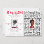 50 is Amazingおもしろい迷路モダンデザイン、カスタム写真 招待状 (正面)