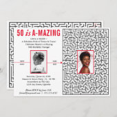 50 is Amazingおもしろい迷路モダンデザイン、カスタム写真 招待状 (正面/裏面)