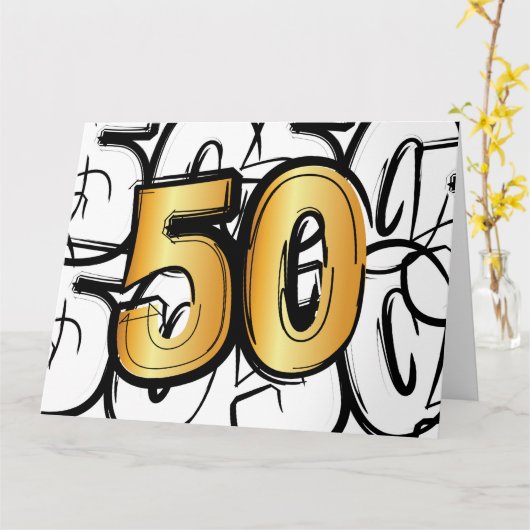 50 jaar jubileum, abraham, sarah of trouwdag. カード (黄色い花)