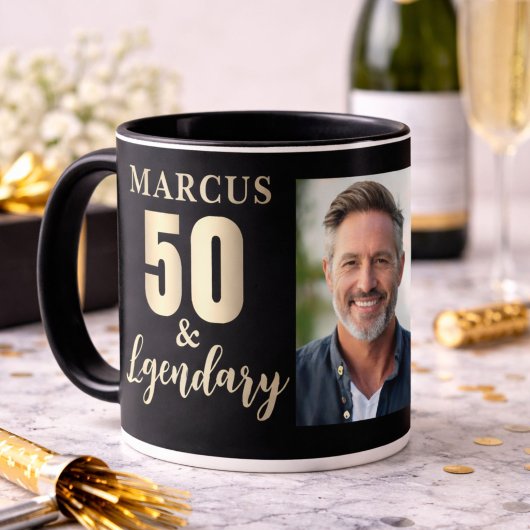 50 & Legendary ゴールド 50歳の誕生日フォト マグカップ