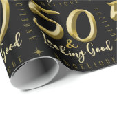 50 & Looking Good金ゴールド誕生日 ラッピングペーパー (ロールコーナー)