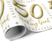 50 & Looking Good金ゴールド誕生日 ラッピングペーパー (ロールコーナー)