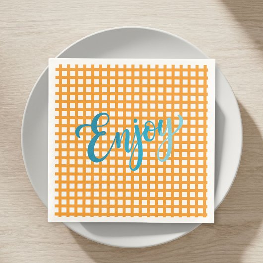 50 Paper Napkins - Nautical Checkered Pattern