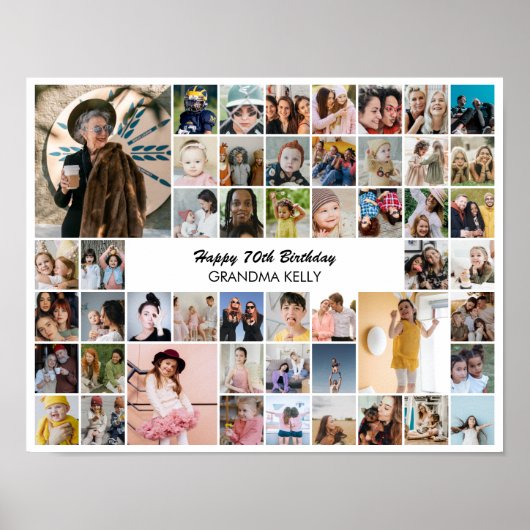 50 Photo Collage Personalized Birthday Gift ポスター (正面)