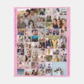 50 Picture Photo Collage Custom Color Pink フリースブランケット (正面)