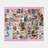 50 Picture Photo Collage Custom Color Pink フリースブランケット (正面(横))