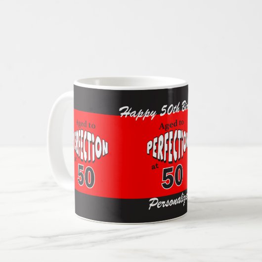 50% pipe%の第50誕生日で完全さに老化させて下さい コーヒーマグカップ (正面左)