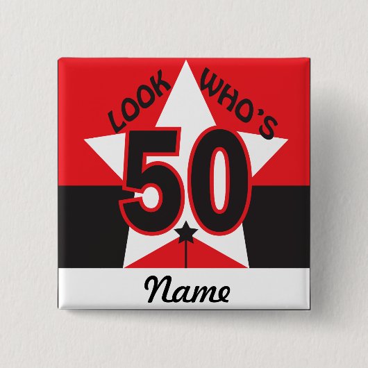 50% pipe%の第50誕生日はだれであるか見て下さい 缶バッジ (正面)