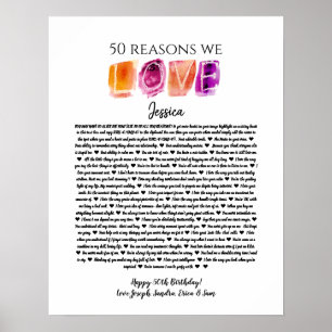50 reasons we love you birthday gift mom sister po ポスター