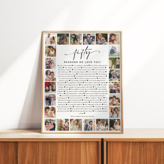 50 Reasons We Love You Photo Collage Keepsake Gift ポスター