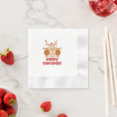 50 Reindeer Napkins、おもしろい・グラフィック 縁ありカクテルナプキン (インサイチュ)