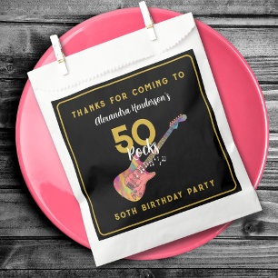 50 Rock Pink金ゴールドブラック50誕生日Thank You フェイバーバッグ