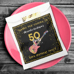 50 Rock Pink Guitar 50th Birthday Party Thank You フェイバーバッグ<br><div class="desc">ブラックと金ゴールドのグリッターロックとロール50thバースデーパーティーあなたはピンクのピック感謝していガード付きカラフルエレキギターのバッグを好む音楽ノートとブラックの金ゴールドのタイポグラフィクール。50ロックスターの妻、ガールフレンド、妹、パートナーまたは友人のために、この簡単を使用して完璧なテンプレートパーティーを作成するための完璧なテーマをテーマに感謝していはカスタム、バッグがロックのスタイルで50のゲストに言うことに好きなロック。ギタリスト、ミュージシャン、ライブバンド、音楽愛好家に最適。このクールミュージカルモダン楽器デザインは、この素晴らしいミュージカル楽器の音楽エネルギーと50番目の誕生祝いをロックするための完璧な方法である。オリジナルのアートワークby artist Catherine Sweetman</div>