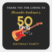 50 Rocks クール Guitar 50th Birthday Partyありがとう スクエアシール (正面)