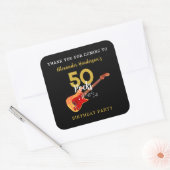 50 Rocks クール Guitar 50th Birthday Partyありがとう スクエアシール (封筒)