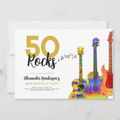 50 Rocks クール Guitar 50th Birthday Party 招待状 (正面)