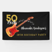 50 Rocks クール Guitar 50th Birthday Party 横断幕 (横)
