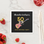50 Rocks クール Pink Guitar 50th Birthday Party スタンダードカクテルナプキン (インサイチュ)