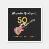 50 Rocks クール Pink Guitar 50th Birthday Party スタンダードカクテルナプキン (正面)