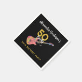 50 Rocks クール Pink Guitar 50th Birthday Party スタンダードカクテルナプキン (角)