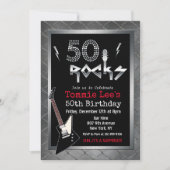 50+Rocks+ロックスターミュージシャン+ギター+50歳の誕生日+招待状 招待状 (正面)