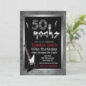 50+Rocks+ロックスターミュージシャン+ギター+50歳の誕生日+招待状 招待状 (スタンド正面)