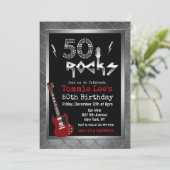 50+Rocks+ロックスターミュージシャン+ギター+50歳の誕生日+招待状 招待状 (スタンド正面)