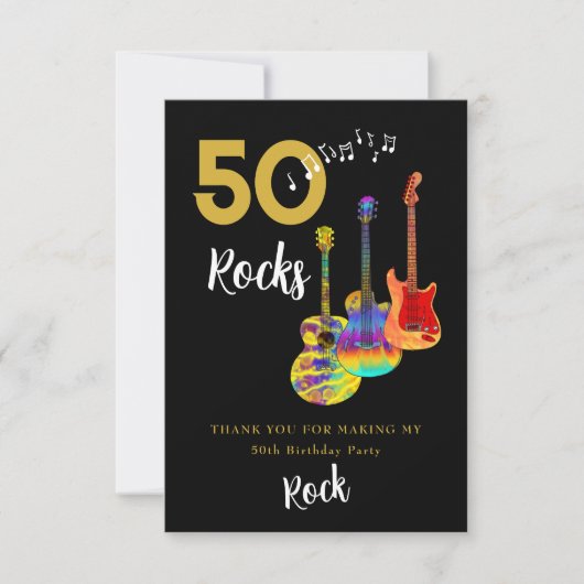 50 Rocks 50th Birthday Partyありがとう サンキューカード (正面)