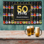 50 Rocks 50th Birthday Party名前の追加 横断幕<br><div class="desc">このギターをテーマにした50番目のパーティーバナーと黒い背景にバースデーマンや女性の名前でパーソナライズされた金ゴールドタイポグラフィを持つ完璧な50のロック50thバースデーパーティーのための雰囲気を設定しまクールすファンキー。ライブ音楽やギタリスト、ミュージシャン、音楽愛好家のロックンロールおもしろいパーティーに最適。アーティストユニークのCatherine Sweetmanによるオリジナルのアートワークは、明るいカラフルの中でエレキギター、セミアコースティックギター、アコースティックギターを含む50ロック50th birthday party collectionで利用可能なマッチングパーティー供給</div>