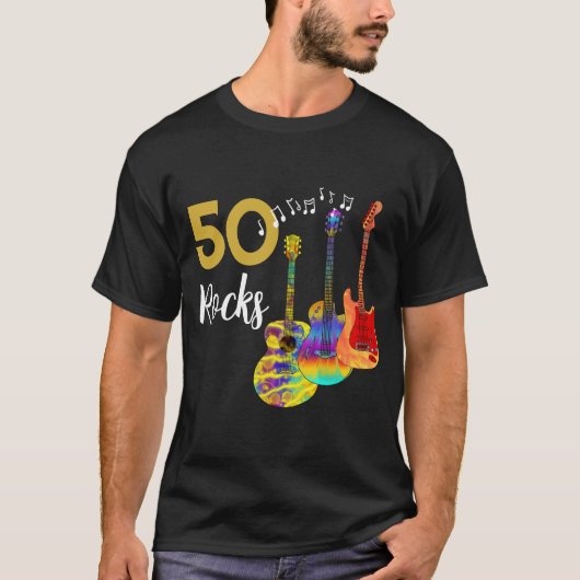 50 Rocks Guitar 50th birthday party Tシャツ (正面)