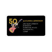 50 Rocks Pink Black金ゴールド50th Birthday Party ラベル (正面)